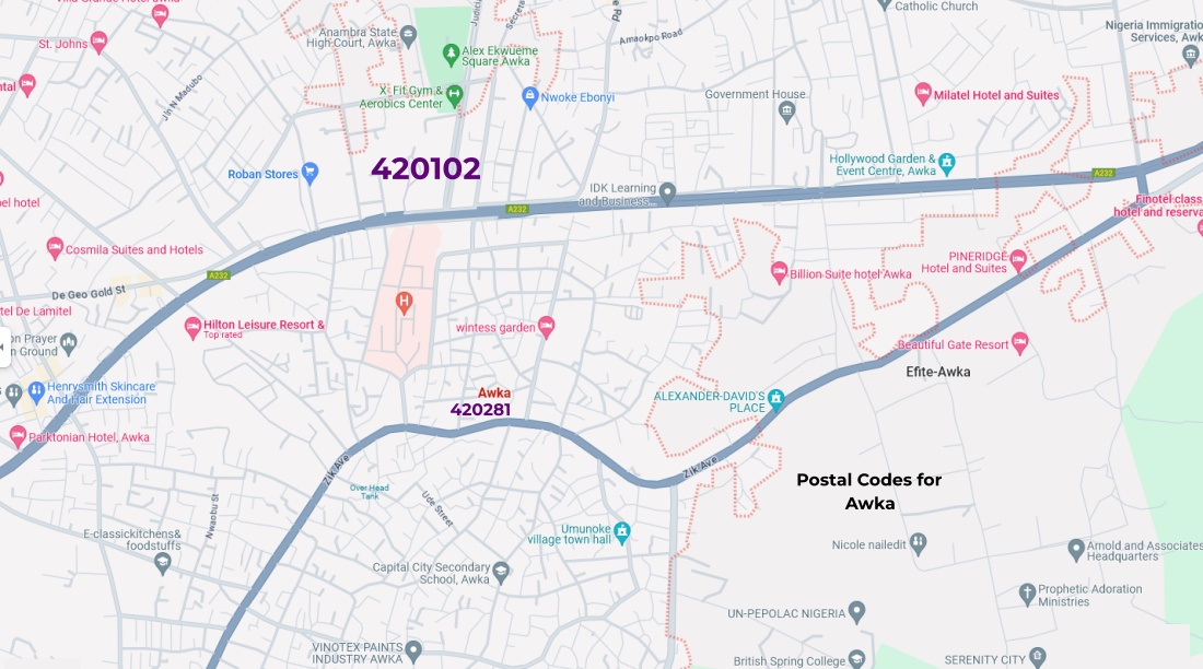 Postal Codes for Awka Anambra State