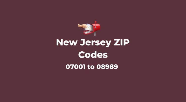 New Jersey ZIP Codes