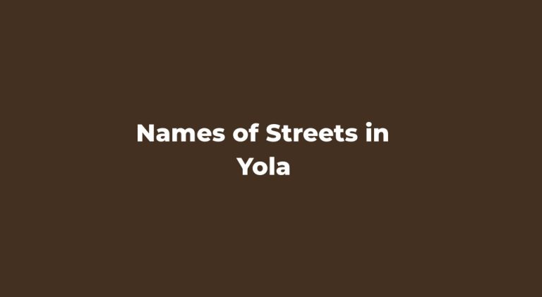 Names of Streets in Yola
